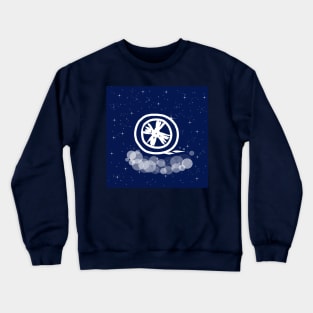 Wheel, unicycle, transport, ride, commute, travel, tourism, movement, technology, light, universe, cosmos, galaxy, shine, concept Crewneck Sweatshirt